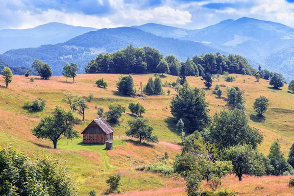 Wooden cabin in summer mountains — Stock Photo, Image