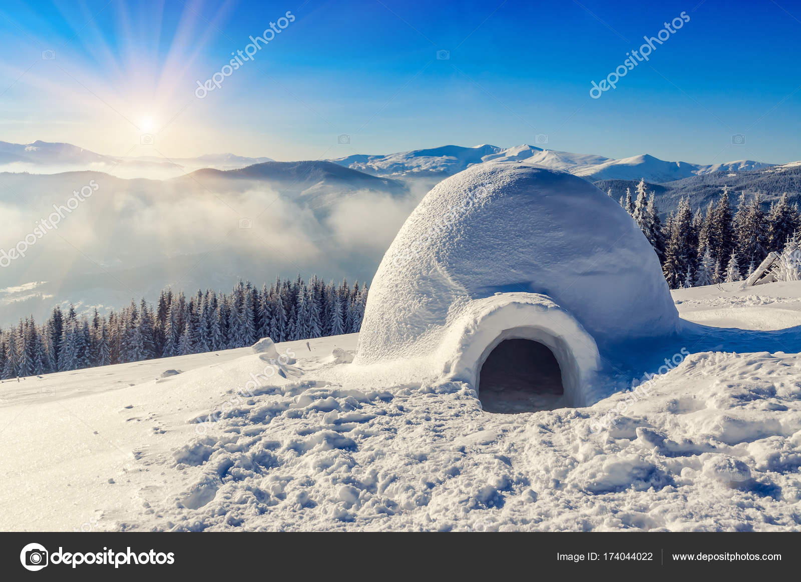 Real igloo and sun Stock Photo by ©Vovashevchuk 174044022