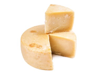 delicious cheese (pecorino) on white clipart