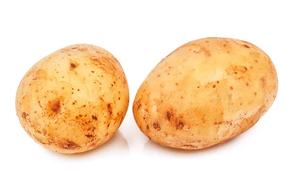 Дві сирі картоплі на білому — стокове фото