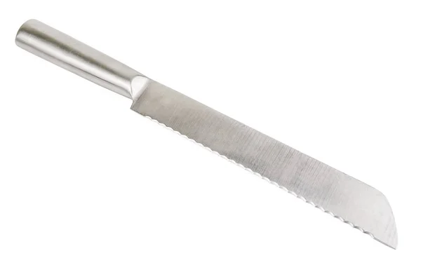 Cuchillo de plata para pan en blanco — Foto de Stock