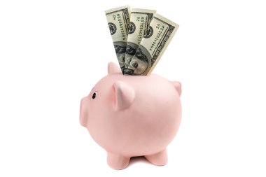 Beyaz üzerine pembe kumbaralı yüz dolar.