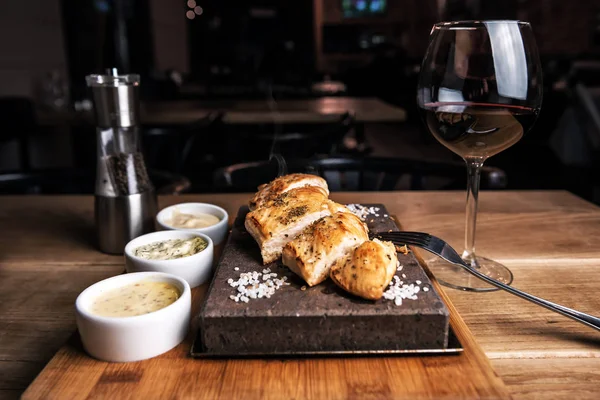 Chicken fillet grilling on hot stone —  Fotos de Stock