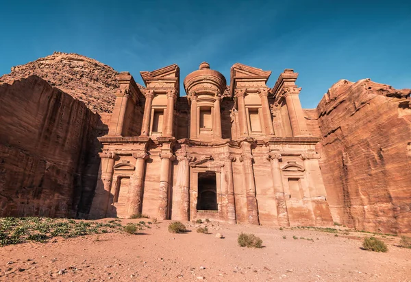 Monastery Ad Deir on sunset — Stock Fotó