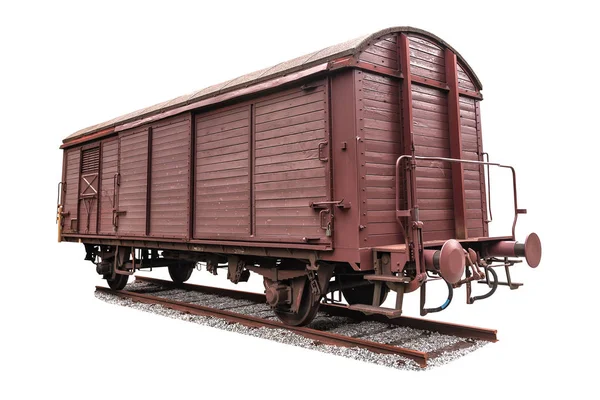 Old freight wagon on white — Stockfoto