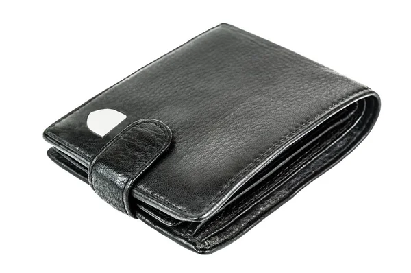 Beyaz üzerine siyah deri cüzdan — Stok fotoğraf