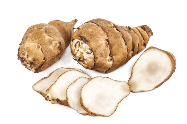 Raw Jerusalem artichoke on white — 스톡 사진