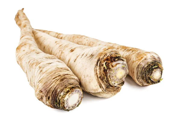 Three parsley roots on white — Stock Photo, Image