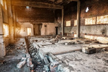 old abandoned, ruined factory shop