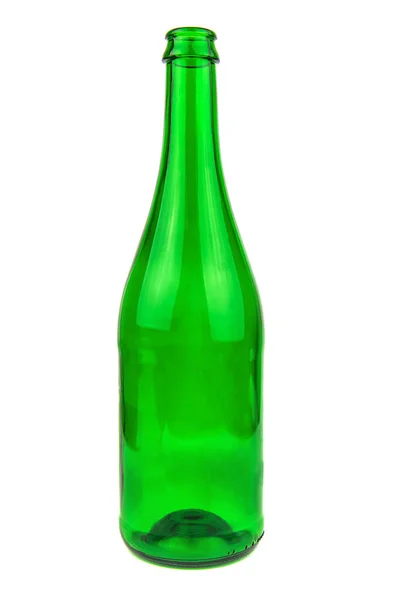 Vino Verde Vacío Botella Champán Aislado Blanco —  Fotos de Stock