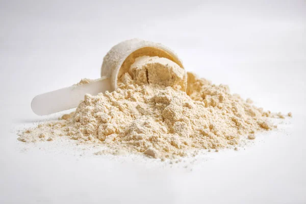 Whey Protein Scoop Isolated White — Stock Photo, Image