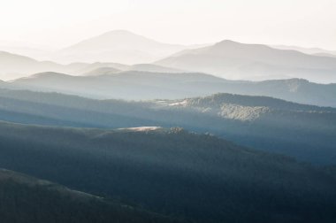Carpathian mountains range on sunrise