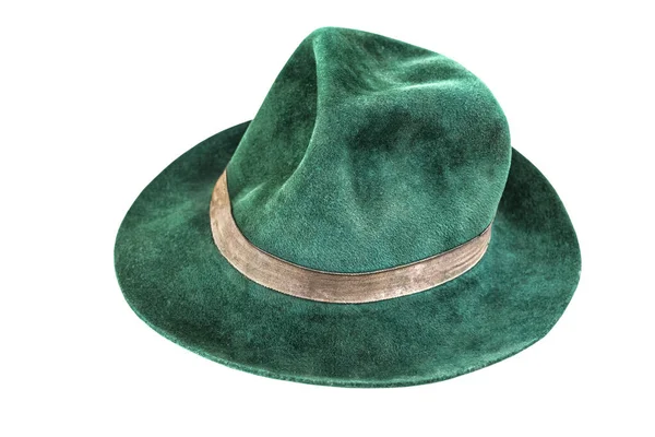 Old Green Hat Isolated White — Stock Photo, Image