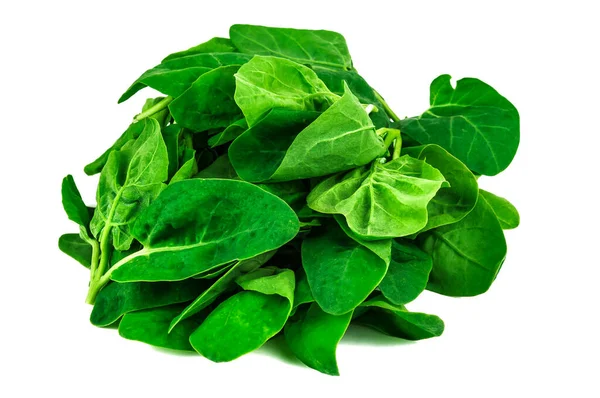 Foglie Verdi Grezze Spinaci Isolate Bianco — Foto Stock