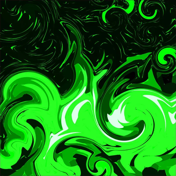 Fundo com ondas girando em tons de verde — Vetor de Stock