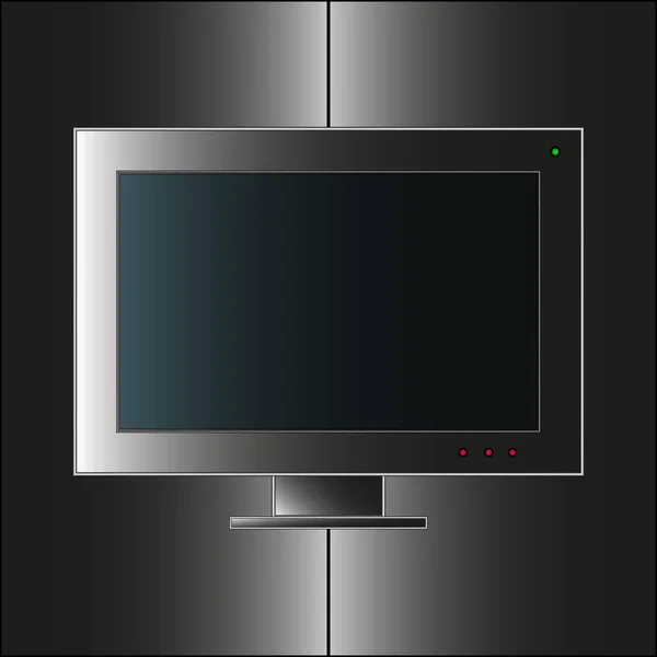 Realistic computer monitor in flat style on dark — Stock Vector