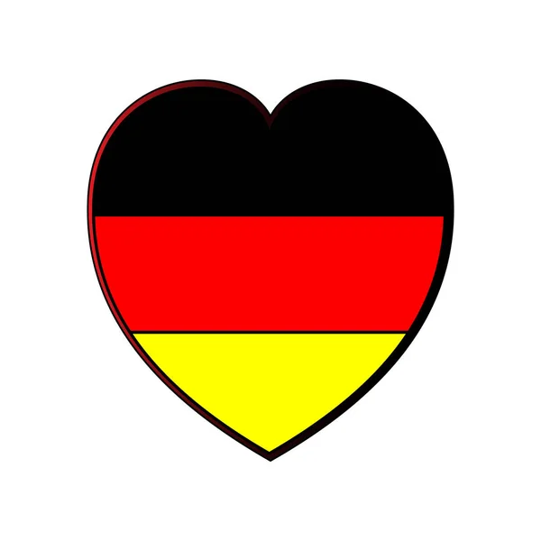 Stylizowanej serca z niemiecką banderą na białym tle. — Wektor stockowy