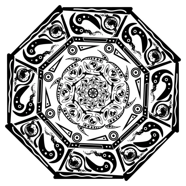 Patrón navajo tribal blanco y negro sin costuras. impresión de arte geométrico abstracto grunge azteca. mano dibujada — Vector de stock