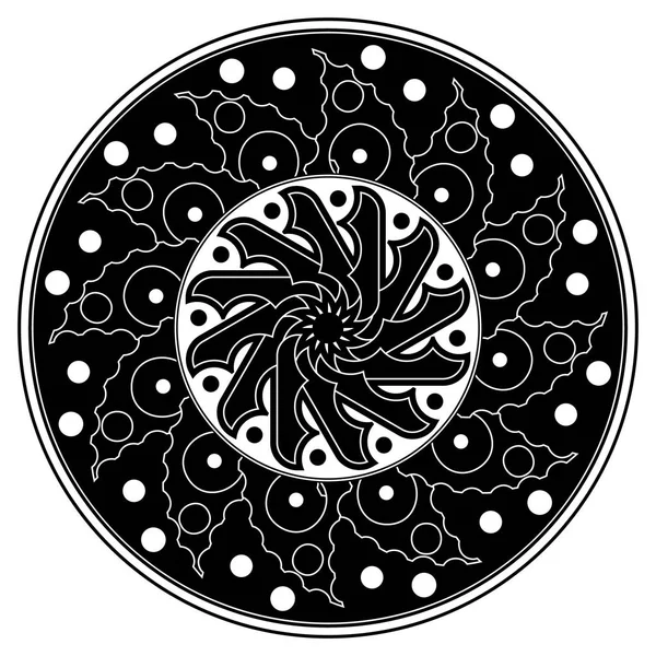 Круглый орнаментальный узор. Красивая мандала. Черное и белое . — стоковый вектор