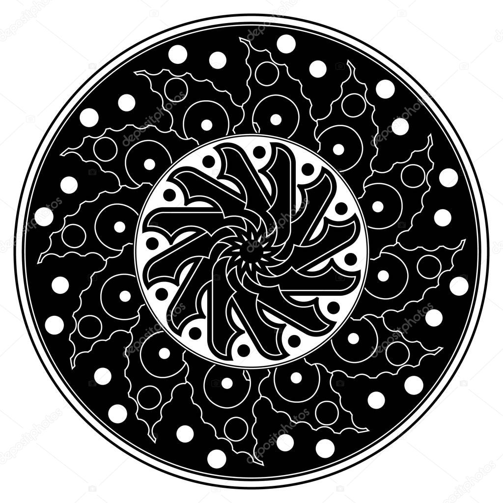 Download Round ornamental pattern. Beautiful mandala. Black and ...