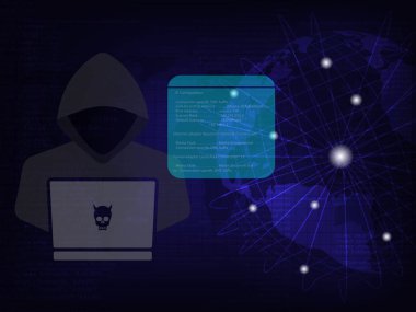 Siber saldırı kavramı, kullanıcı arabirimi ile iş yerinde Hacker