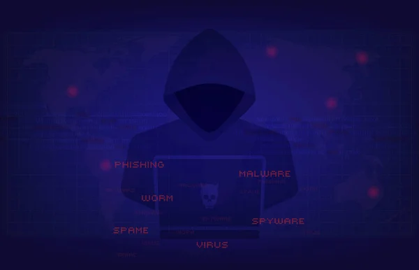 Siber saldırı kavramı, kullanıcı arabirimi ile iş yerinde Hacker