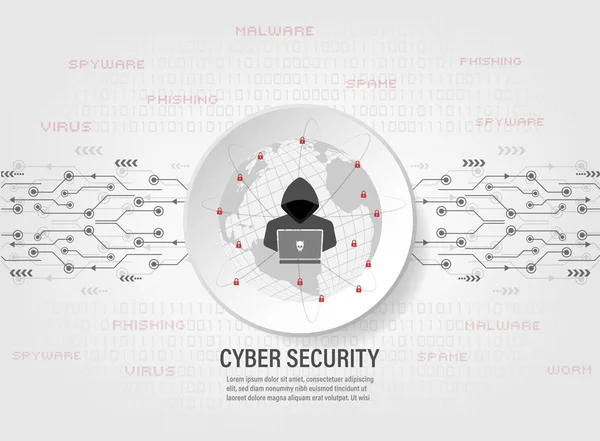Siber güvenlik kavramı: internet hacker üzerinde korumak dünya küresel ağ üzerinde ikili kod arka plan.