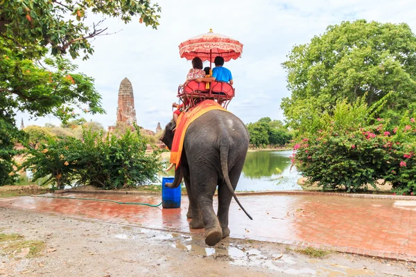 Tourists on elephant ride tour — Stock Photo, Image