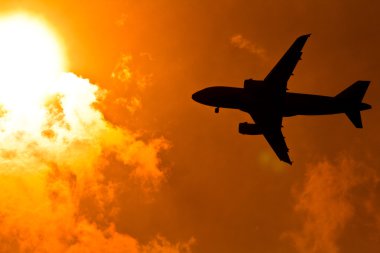 Gün batımı uçak arka plan