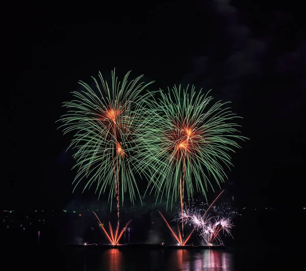 Beauty night fireworks on sky — Stock Photo, Image