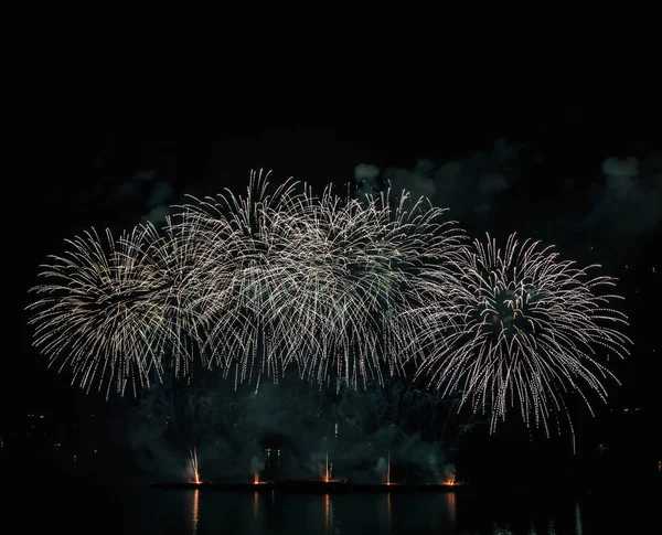 Beauty night fireworks on sky — Stock Photo, Image