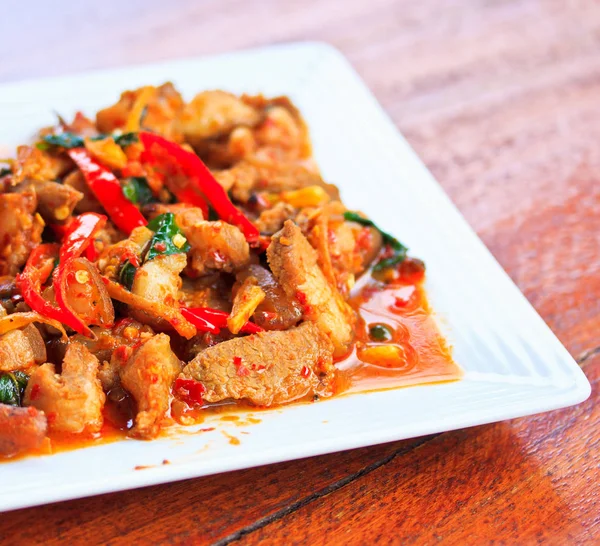 Fried pork with chili — Stock Photo, Image