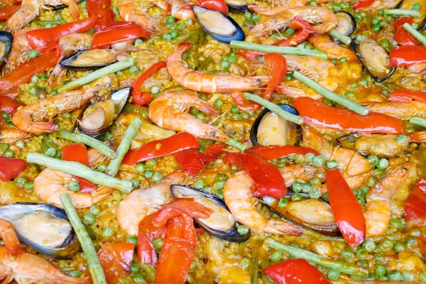 Seafood Paella in pan — Stock Photo, Image