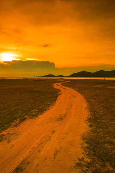 Fantastic sunset over road — Stock Photo, Image