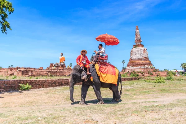 Turister på en elefant rida tour — Stockfoto