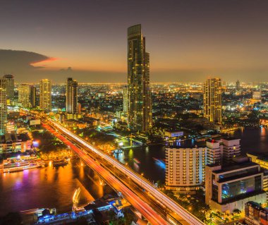 Geceleri Bangkok 'un manzarası