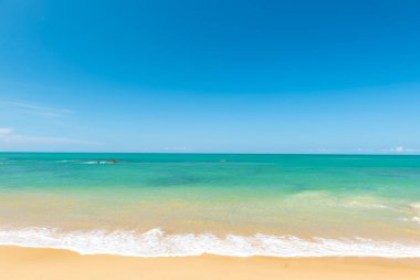 Sahilde güzel bir dalga, berrak su, beyaz kum 