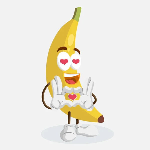 Μπανάνα Λογότυπο Μασκότ Στην Αγάπη Ποζάρουν Στυλ Επίπεδη Σχεδίαση Για — Διανυσματικό Αρχείο