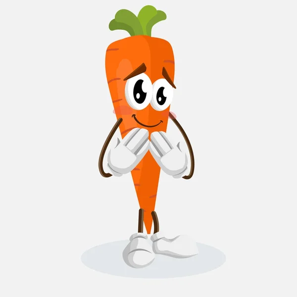 Carrot Logo Maskot Malu Berpose Dengan Gaya Desain Datar Untuk - Stok Vektor