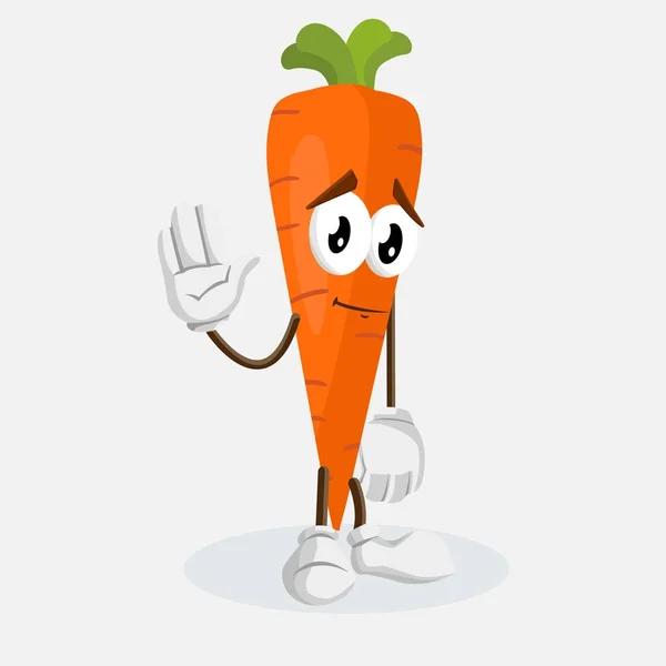 胡萝卜标志吉祥物告别姿势与平面设计风格为您的徽标或吉祥物品牌 — 图库矢量图片