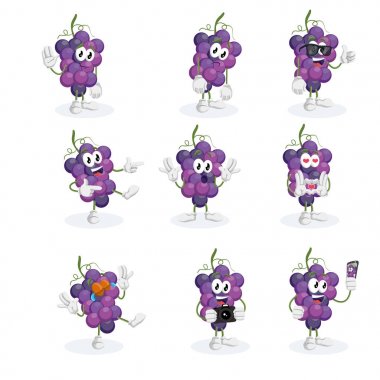 Logo veya maskotu marka düz tasarım stili ile hazır üzüm Logo maskot