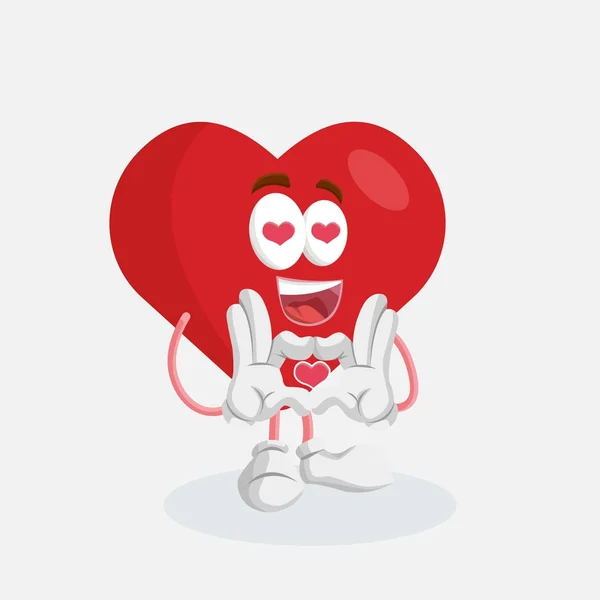 Mascotte Valentine Love Logo Amour Pose Avec Style Design Plat — Image vectorielle