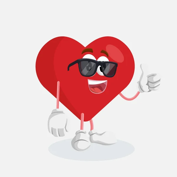 Mascotte Valentine Love Logo Pose Pouce Avec Style Design Plat — Image vectorielle