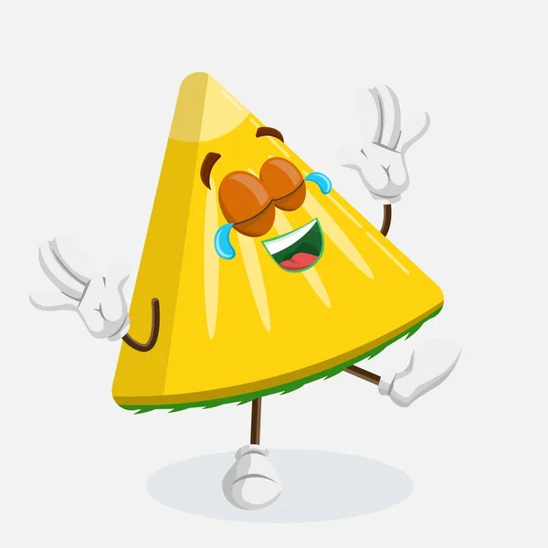 Pineapple Logo Maskot Senang Berpose Dengan Gaya Desain Datar Untuk - Stok Vektor