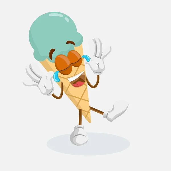 Helado Mascota Fondo Pose Feliz Con Estilo Diseño Plano Para — Archivo Imágenes Vectoriales