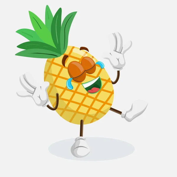 Ananas Mascotte Sfondo Sorpresa Posa Con Stile Design Piatto Vostro — Vettoriale Stock