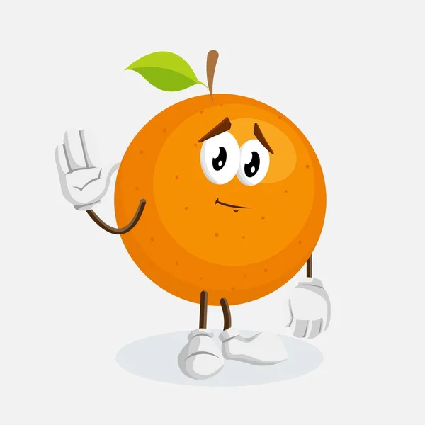 Mascote Laranja Fundo Adeus Pose Com Estilo Design Plano Para —  Vetores de Stock