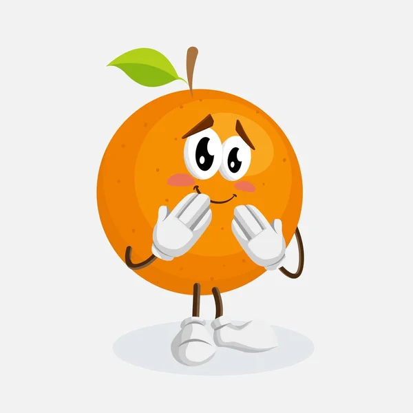 Mascote Laranja Pose Envergonhada Fundo Com Estilo Design Plano Para —  Vetores de Stock