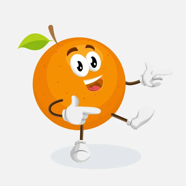 Mascote Laranja Fundo Pose Com Estilo Design Plano Para Seu —  Vetores de Stock