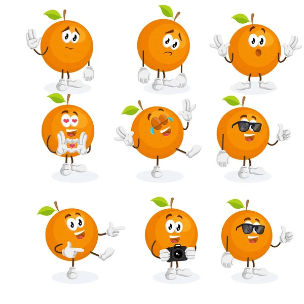 Maskot portakal Logo ve logo veya maskotu marka düz tasarım stili ile arka plan hazır